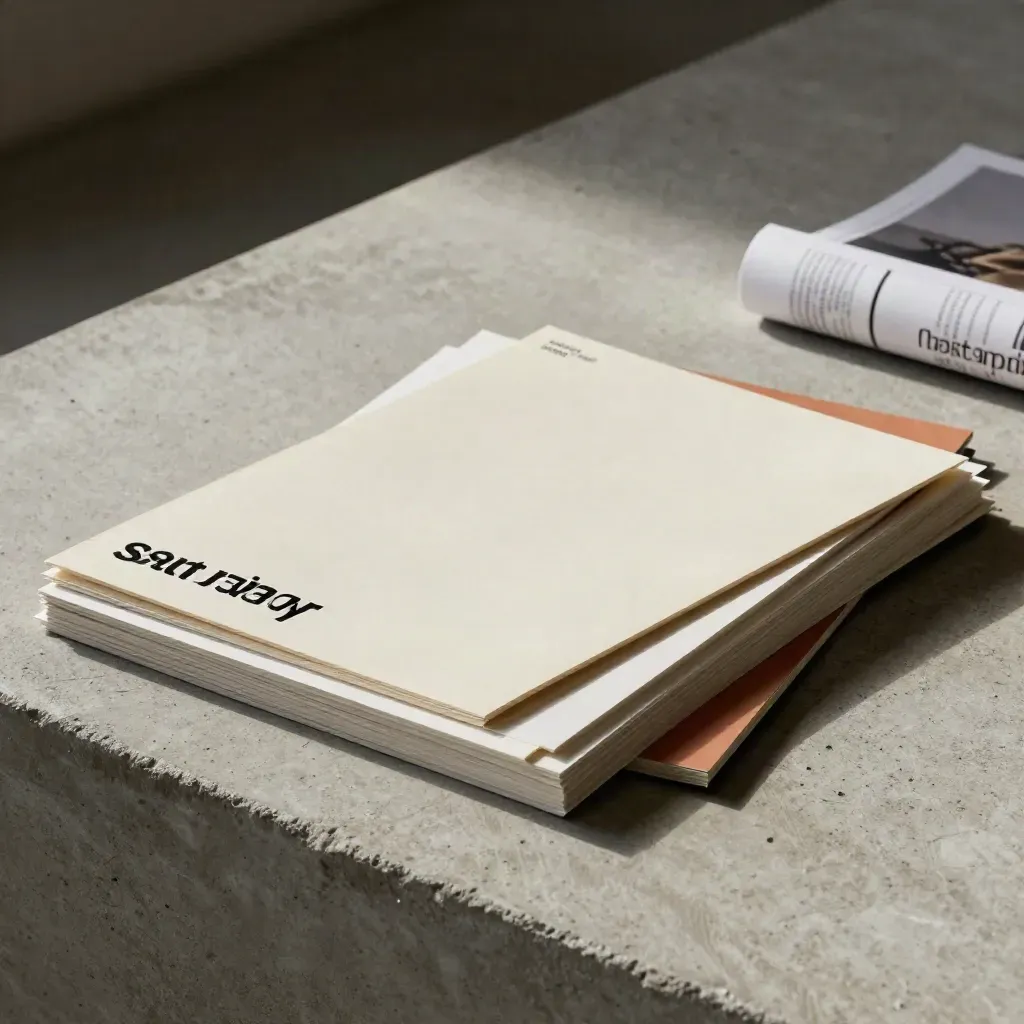 Kit brand per startup su cemento con campioni carta e volume bianco